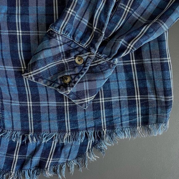 💠 Billy T Izzy Pleat Shirt Blue Scotch Plaid Size L - Picture 8 of 11